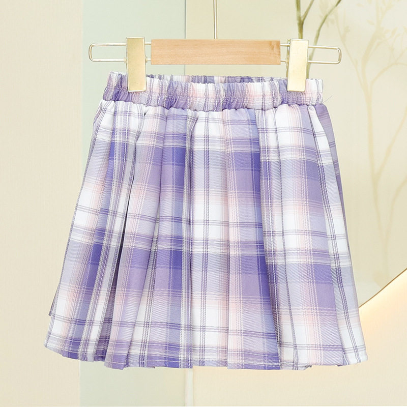 紫343柄チェックスカート