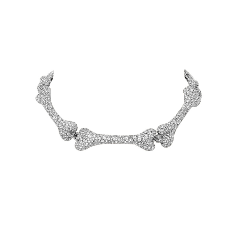 大きな骨のネックレスホワイトゴールド