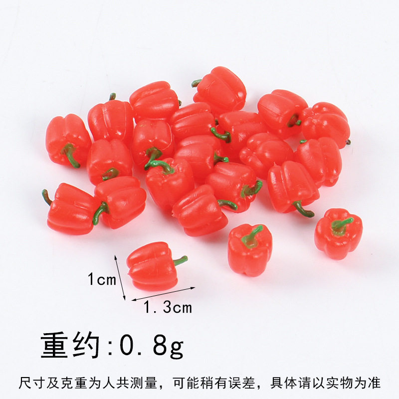 1.3cm ミニ赤ピーマン - 茎に染色