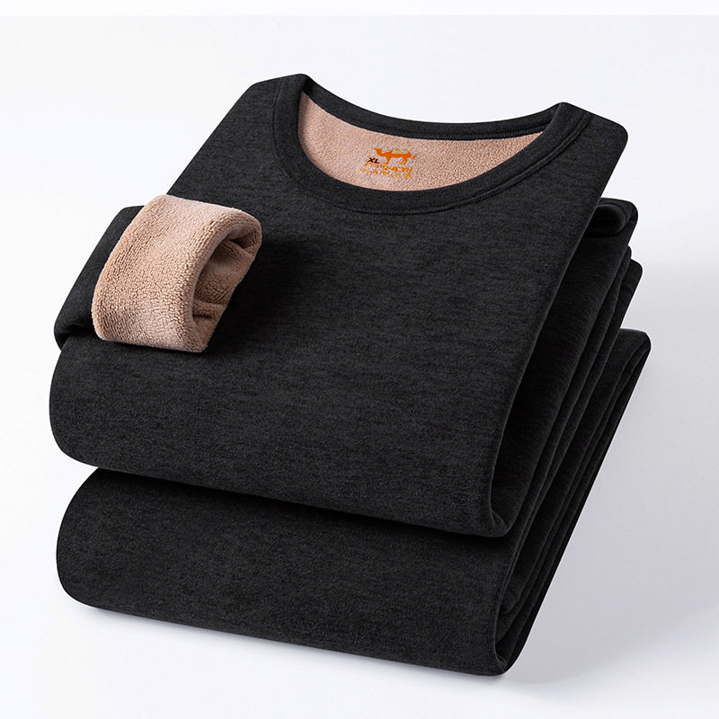 メンズ - ブラック＆グレー (ラウンドネック)