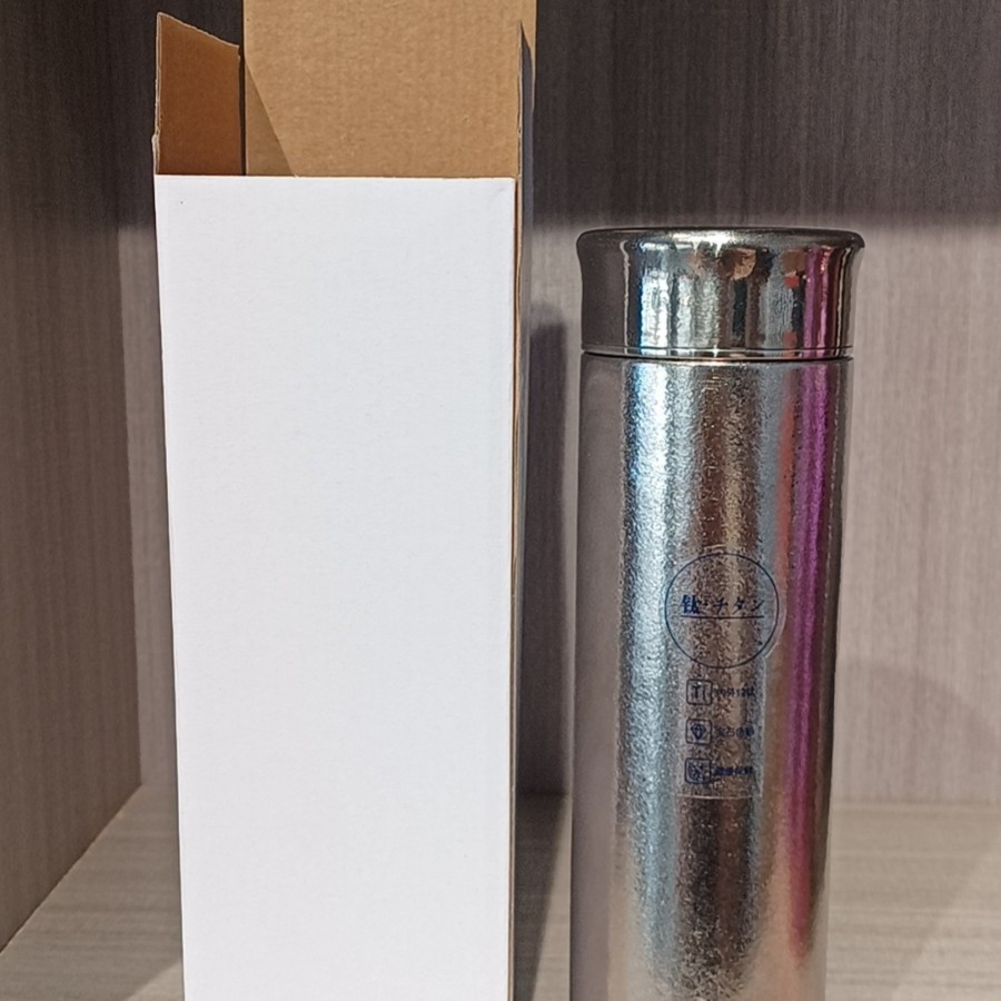 ホワイトボックス丸蓋純チタン 500mL ナチュラル色