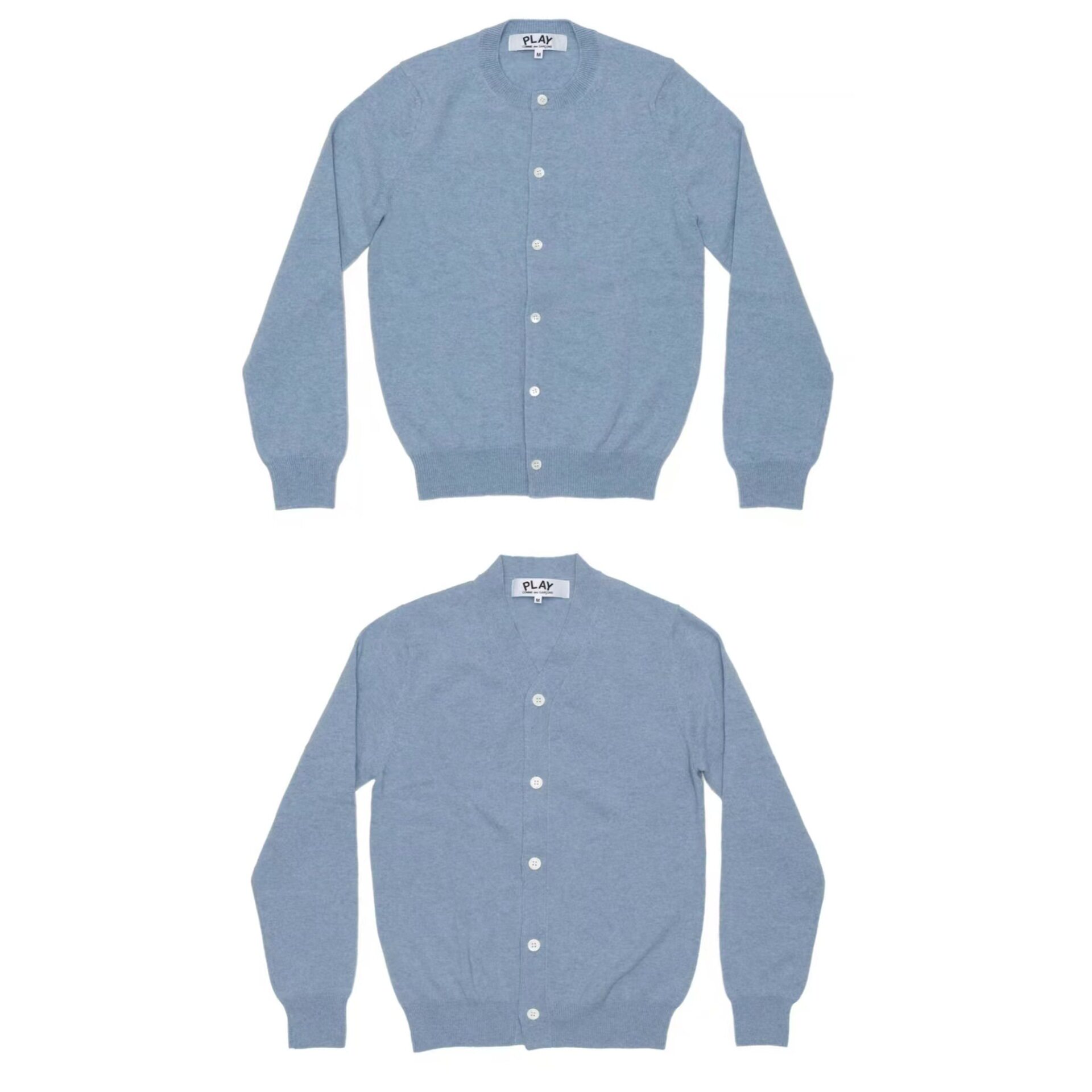 スカイブルーの袖口ミニリトルレッドハート