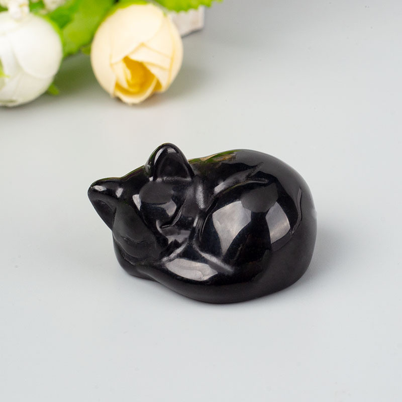 1.5inch 眠り猫黒曜石