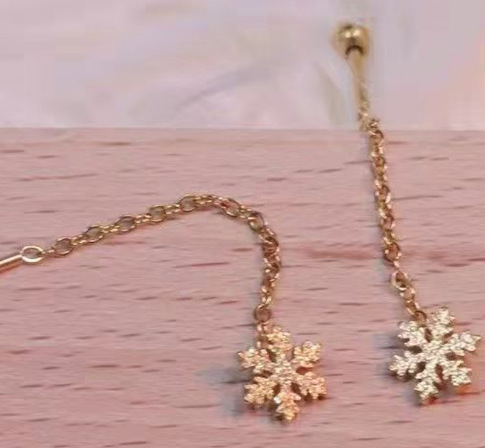 金色の砂の雪の結晶の耳ワイヤー