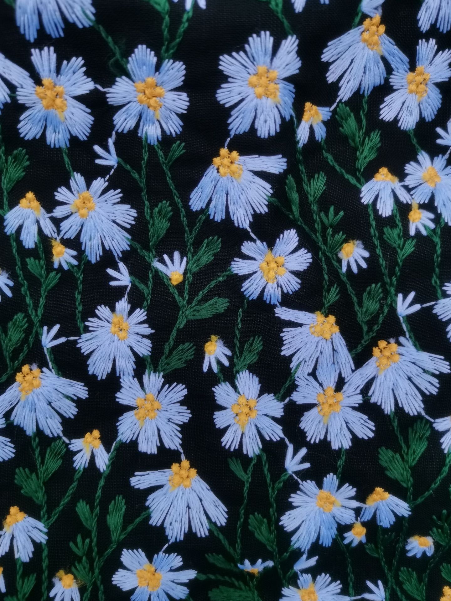 E20123 黒地青(幅120cm 綿90% 麻10% L)