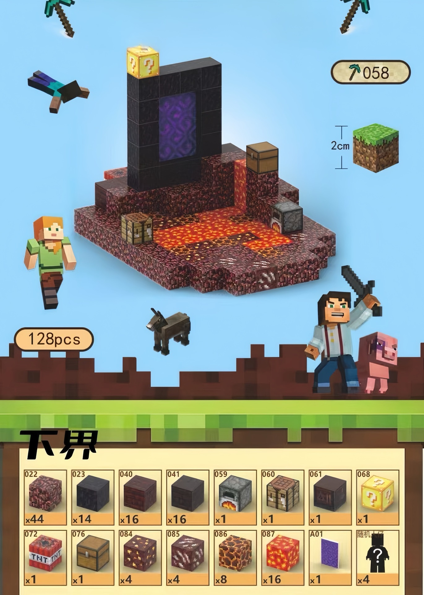 [越境品質] ネザー-128 パーティクル + 4 ミニフィギュア + 説明書
