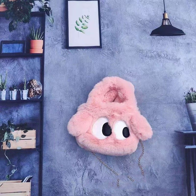 ビッグアイバッグ 韓国ピンク 26×25cm（ショルダーチェーンなし）