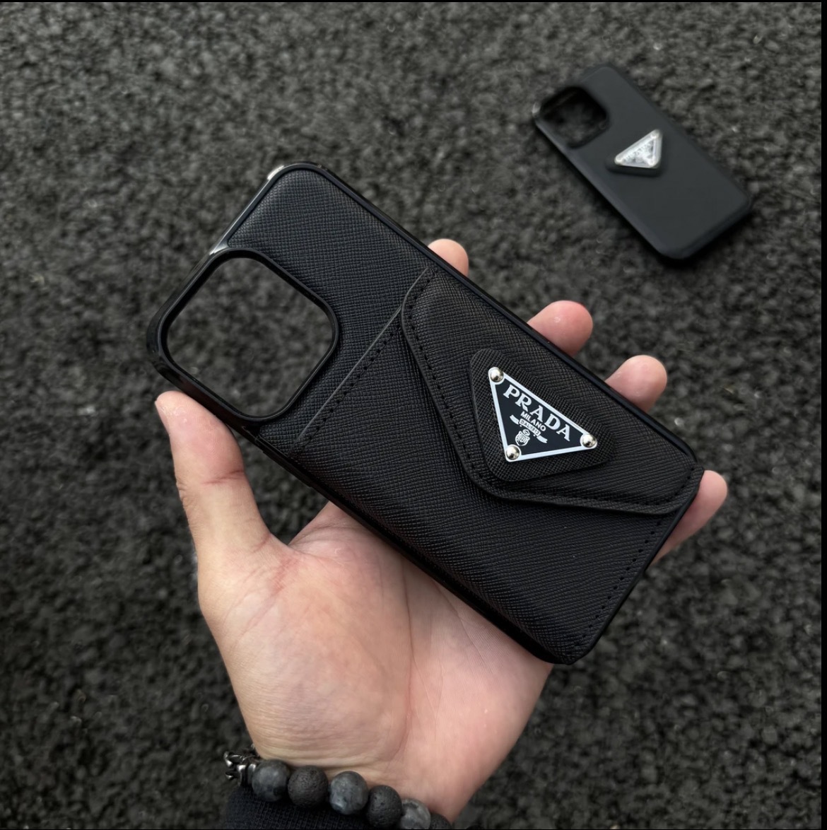 クロスパターン携帯電話ケース + ブラック 70% off スタックカードホルダー