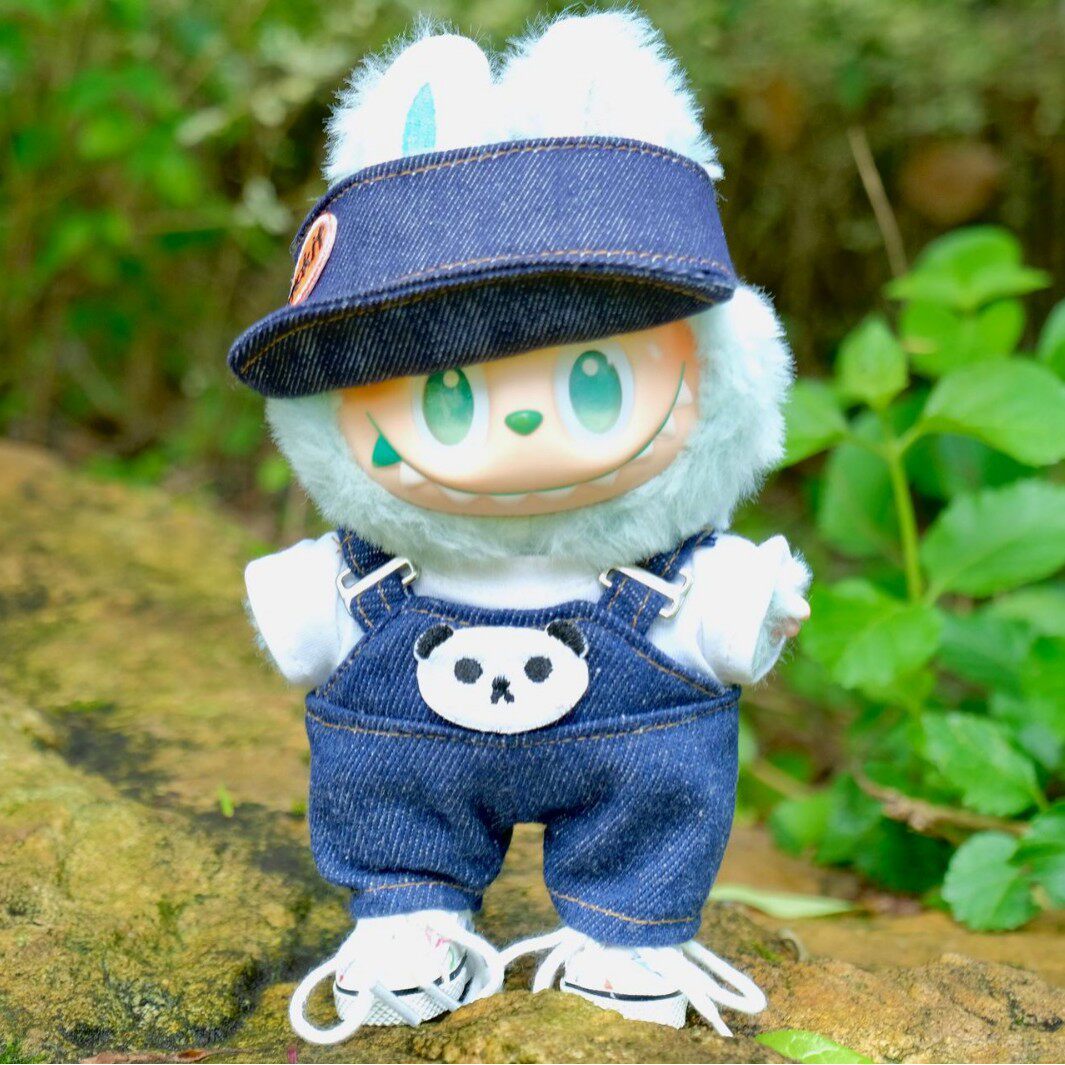 パンダデニムオーバーオール2点セット(Tシャツ+デニムサスペンダー)