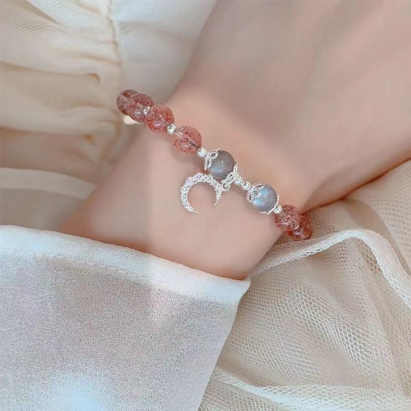 M1040【ストロベリークリスタルムーンブレスレット】