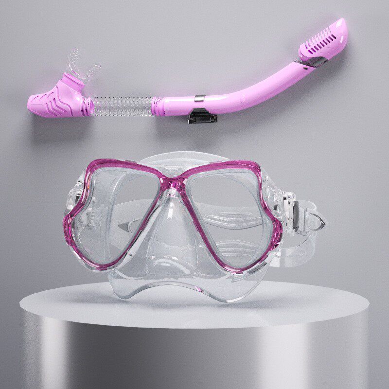 500 リキッドパープル透明ダイビングゴーグル + シュノーケル
