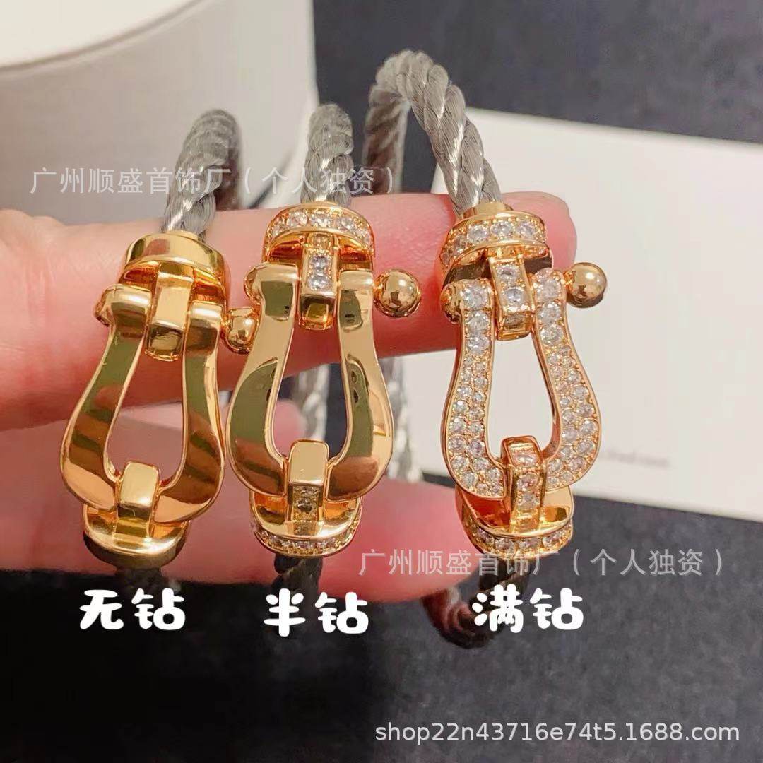 Lサイズ - スチールロープ - ローズゴールド - ダイヤモンドがいっぱい