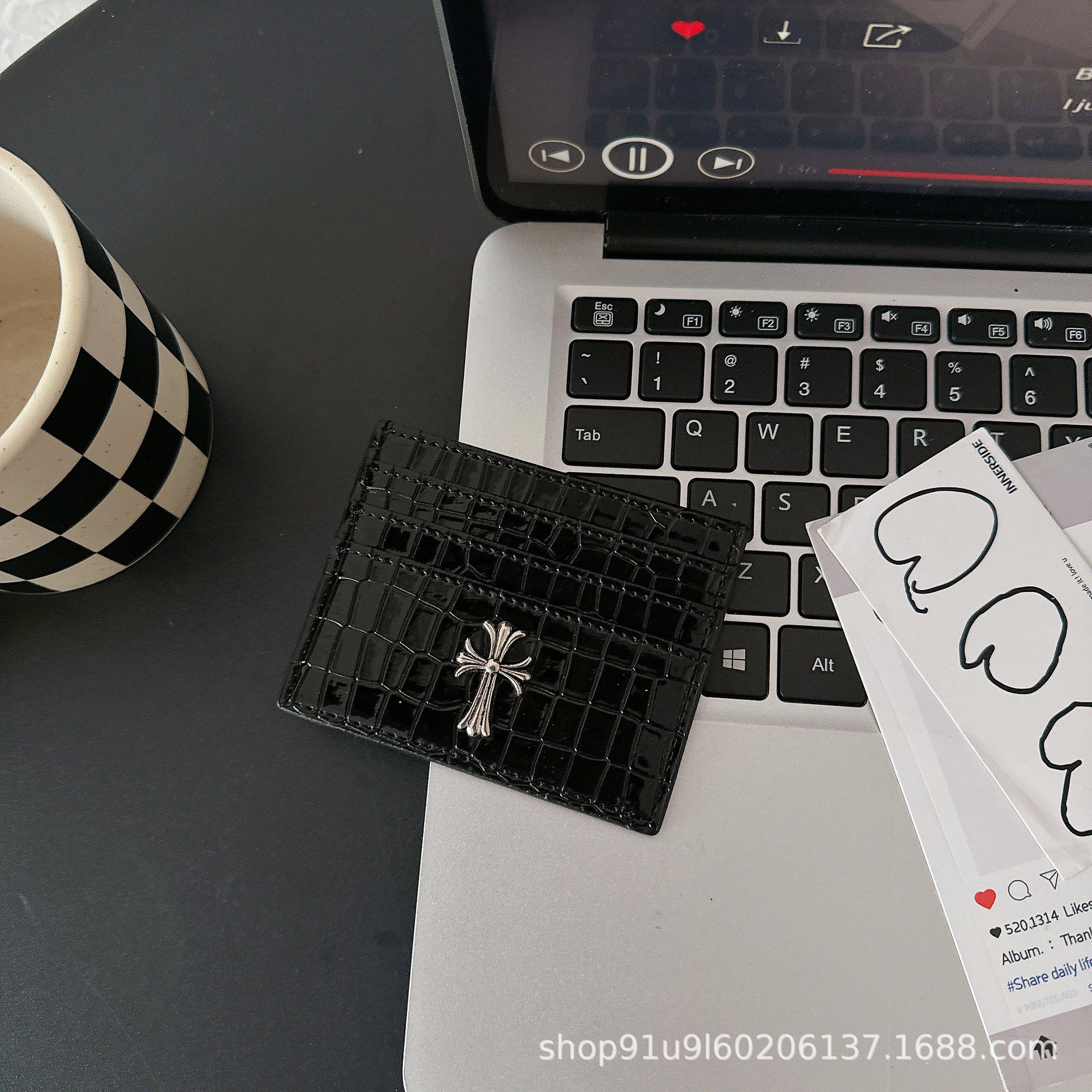 セブンカード ブラック クロコダイル パターン クロス