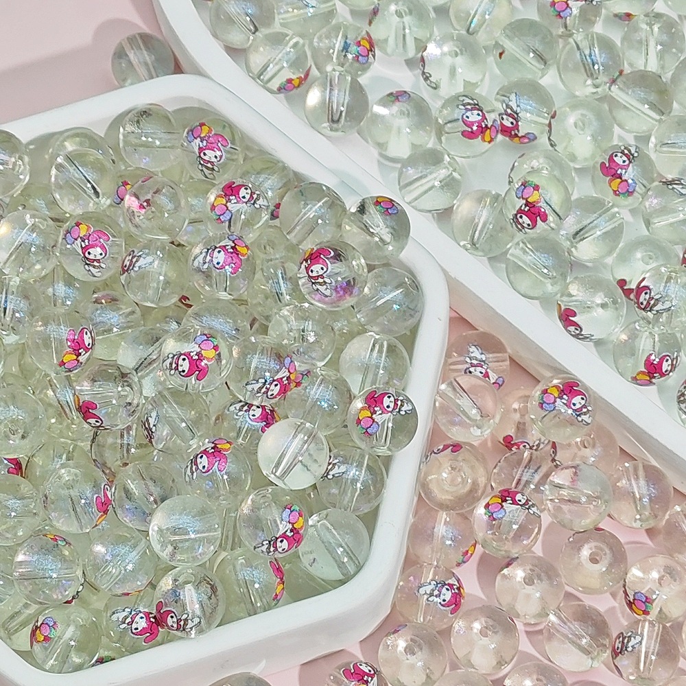 K58 # レッドメロディー [10MM プリント漫画ビーズ]