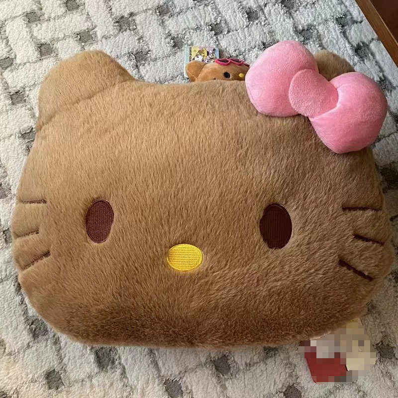 ブラックレザーピンクリボンカイカイカイキャットクッション