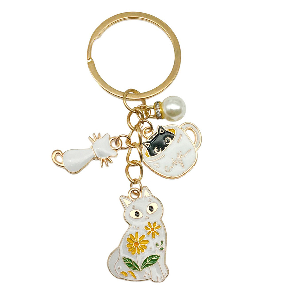 【猫ティーカップ キャットパール】-8.6x3cm-8.4g-ER557