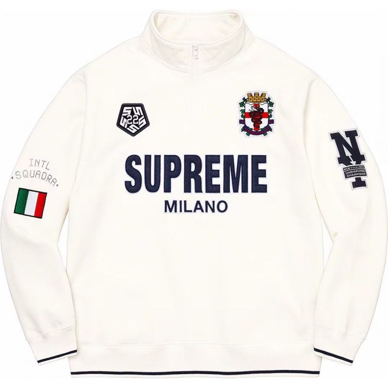 E547Supreme 22FW ミラノ ハーフジップ プルオーバー ミラノ ハーフジップ ホワイト