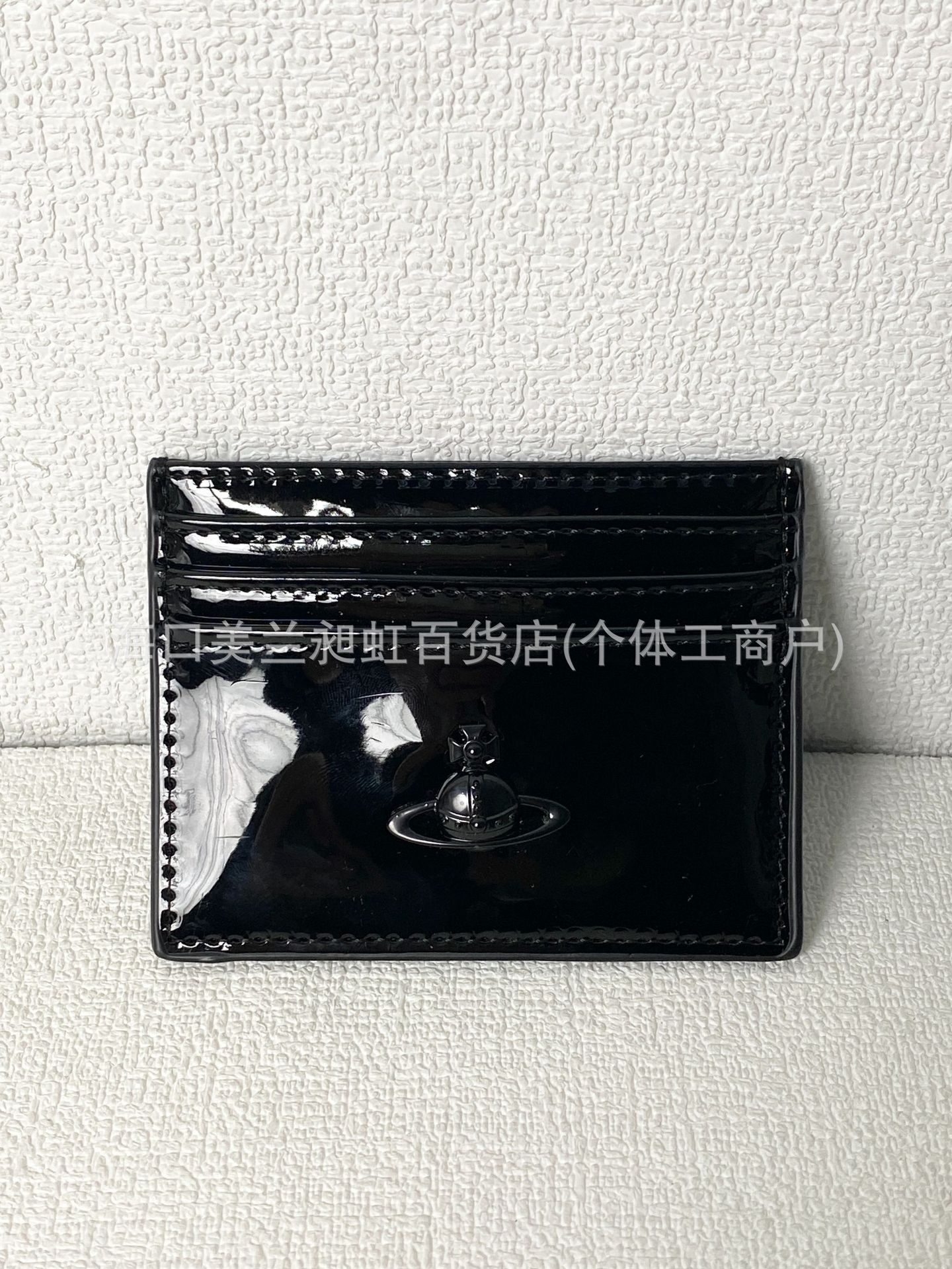 ブラックパテントレザー サターン カードホルダー
