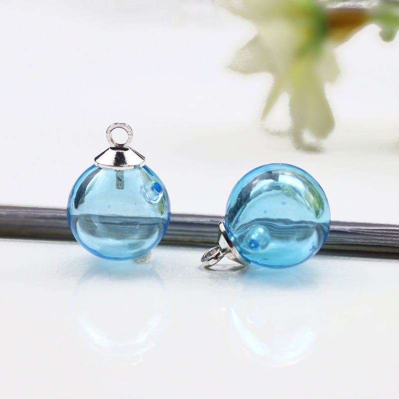 ライトブルーエッセンシャルオイルビーズ+スチールキャップ