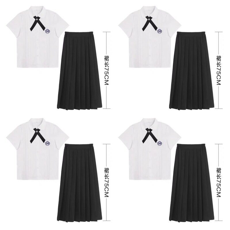 レディーススタイル【半袖＋黒クロスボウタイ＋黒ロングスカート】