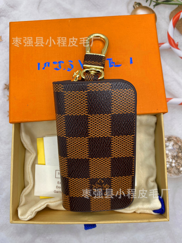 ブラウンチェックキーバッグ【スクエア】