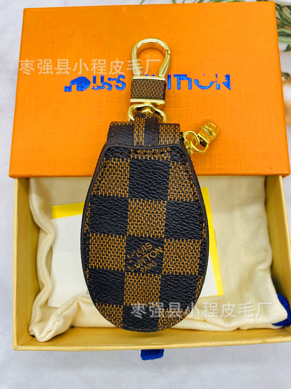 ブラウンチェックキーバッグ[ラウンド]