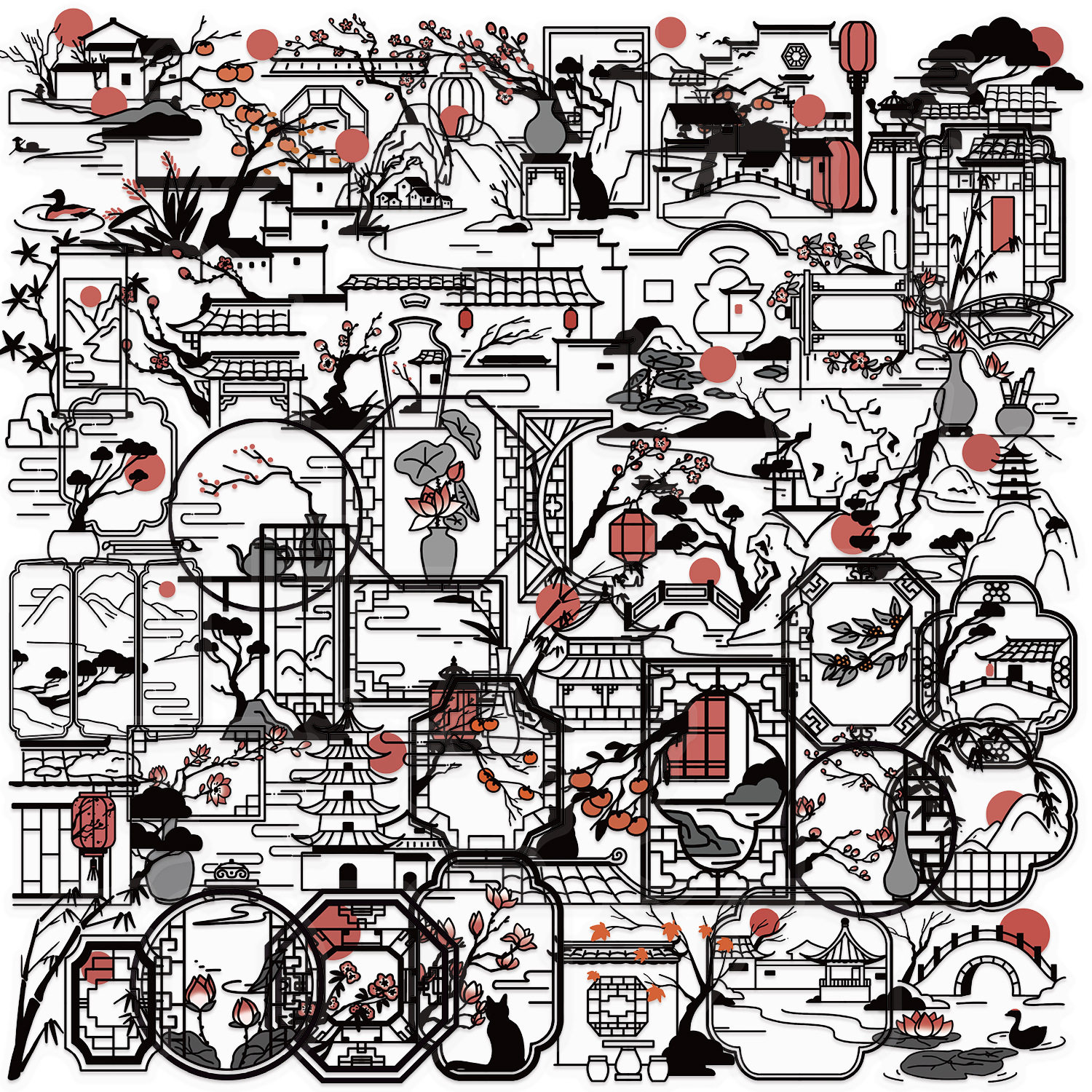 50枚の古代風シルエット SLP222