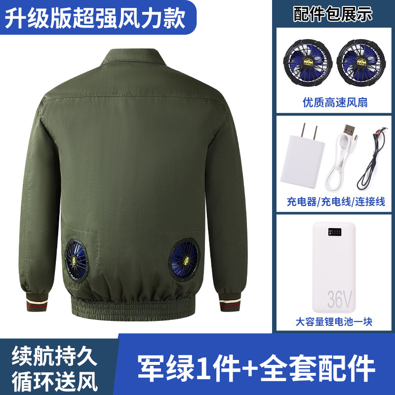 LK ピュアコットン 空調服 2穴 ミリタリーグリーン コンプリートセット【付属品付き】