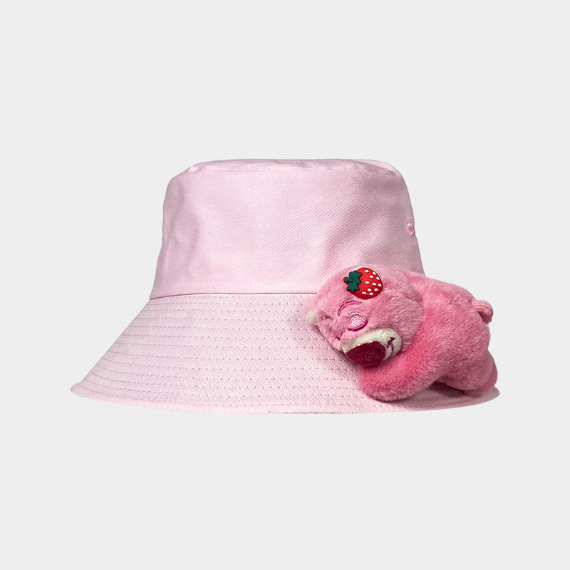 ピンクのバケットハット+ストロベリーベア