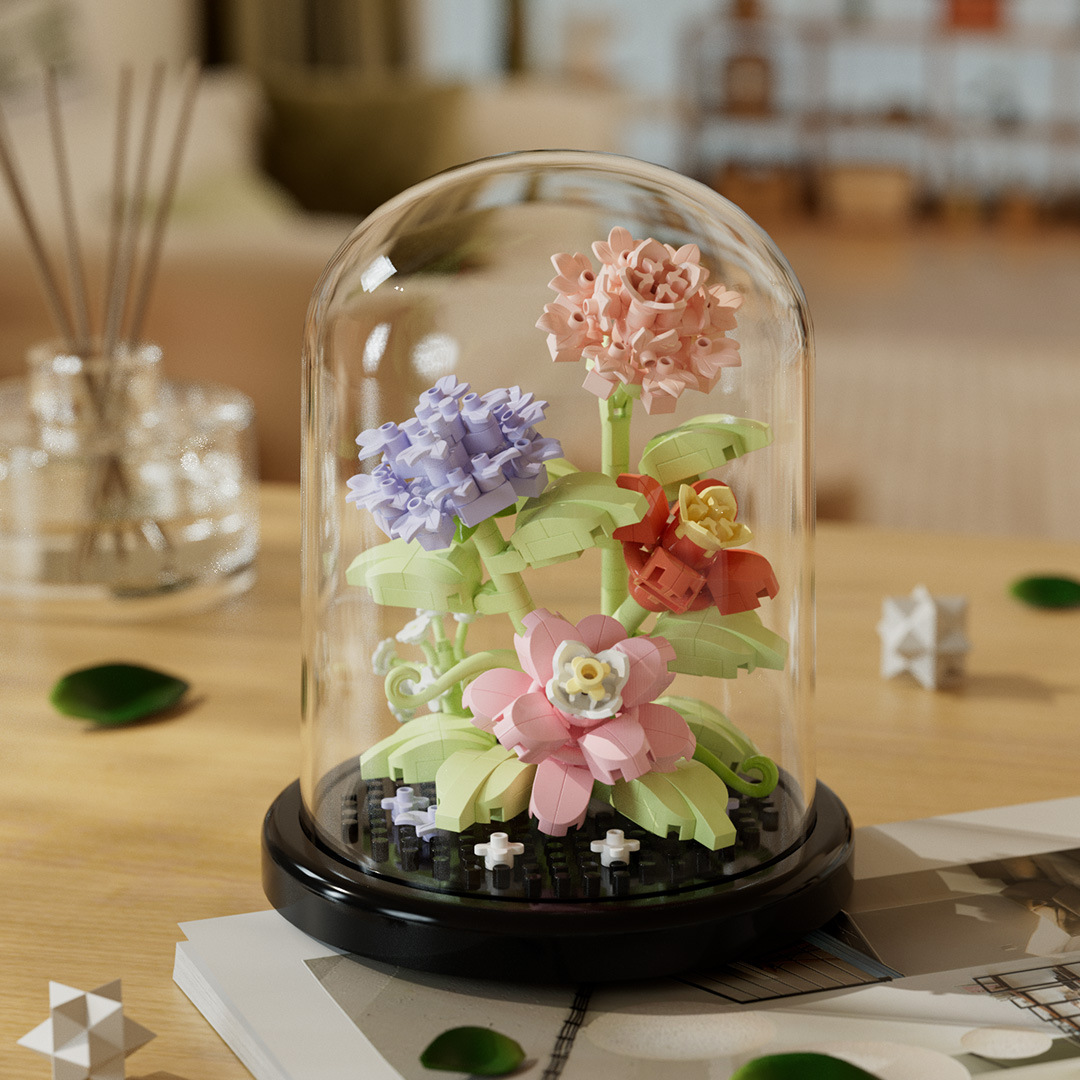 春の花が咲き乱れる透明な花カバー