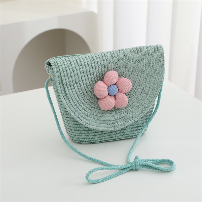 フルーツグリーン ピンクフラワー フリップバッグ 19*14*5cm
