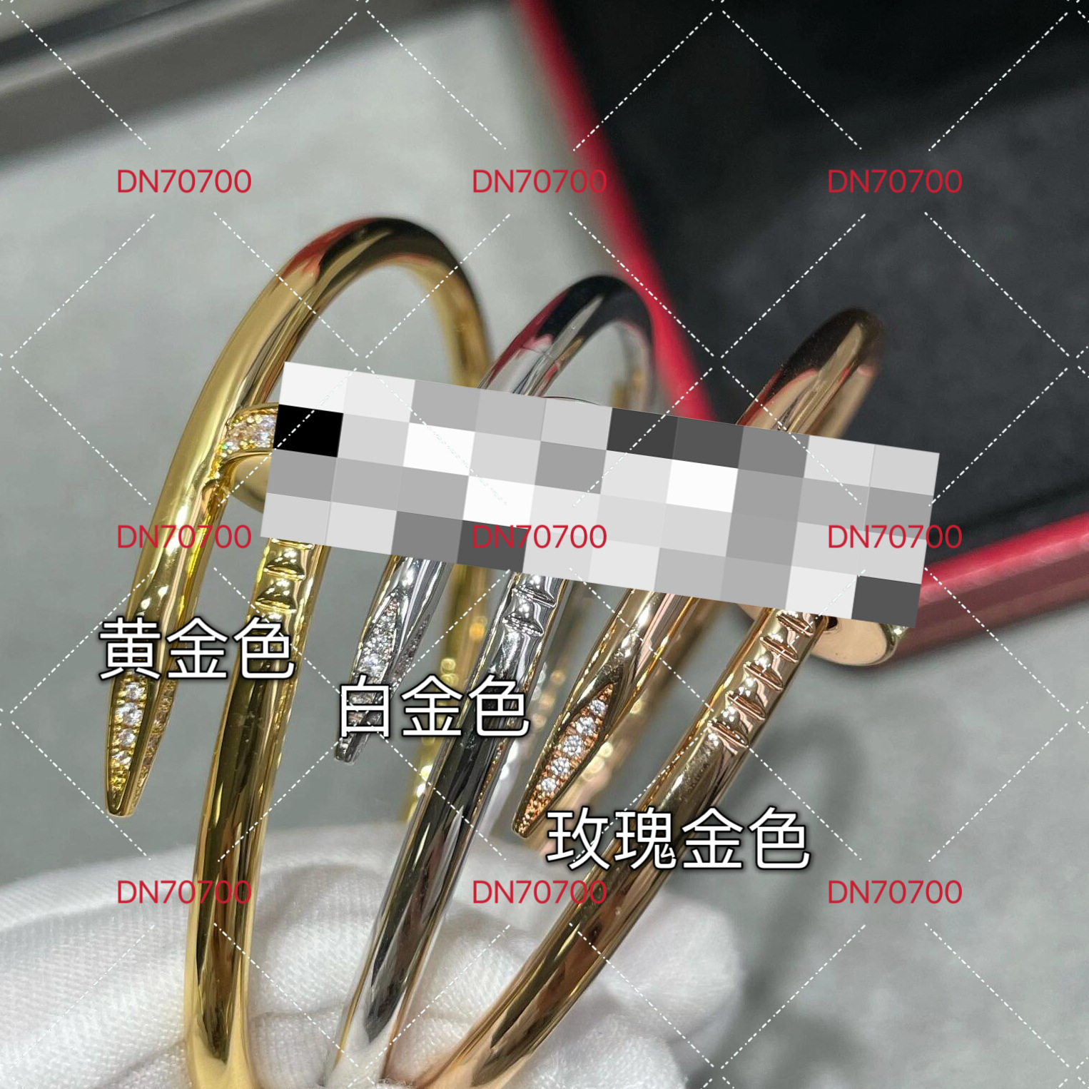 ローズゴールドのヘッドとテールのダイヤモンド ブレスレット