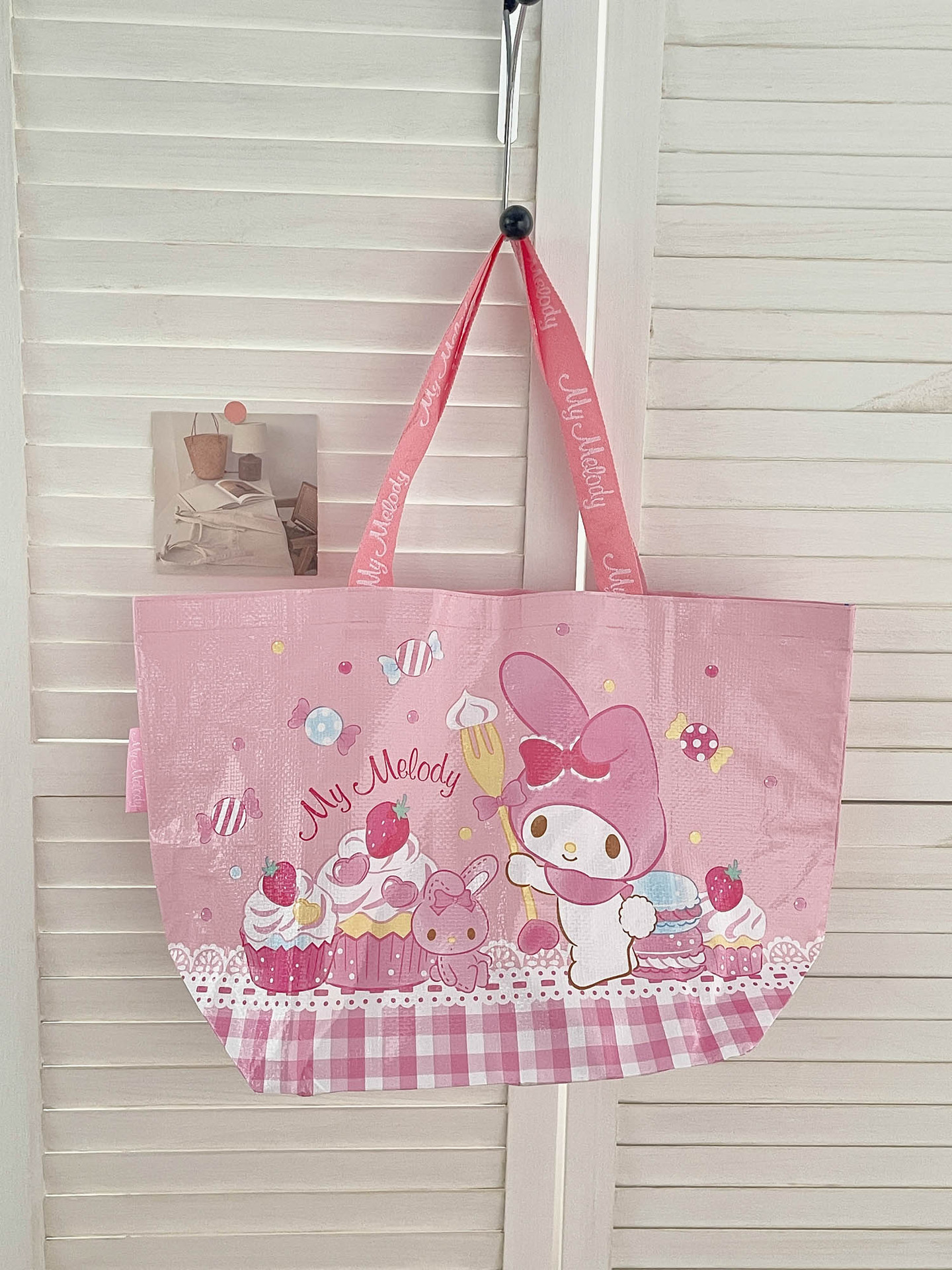 サンリオファミリーシリーズ 編み込みショッピングバッグ 大 ピンク