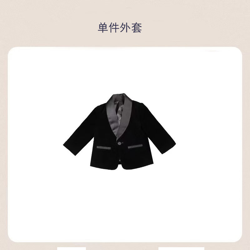 黑色丝绒单外套2603