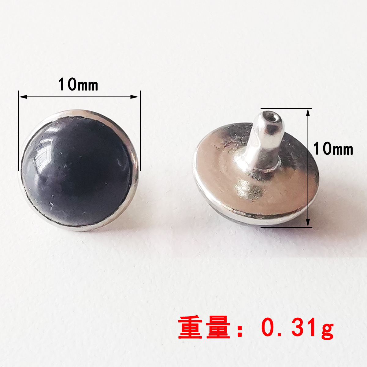 10mmシルバーエッジブラックビーズ*ハンドル付きキャッツアイネイル
