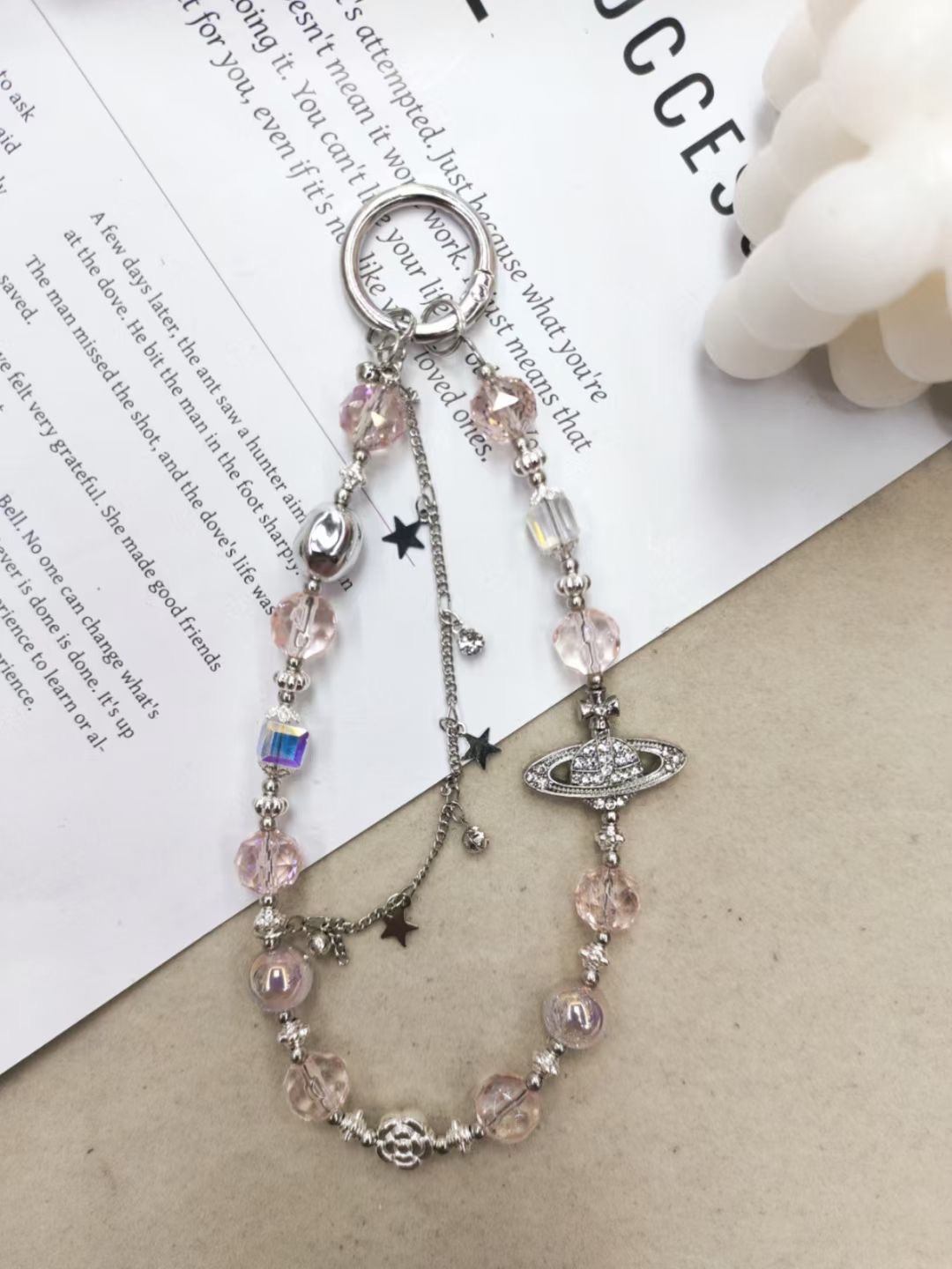 ピンク【土星タッセル】【無料透明クリップ】