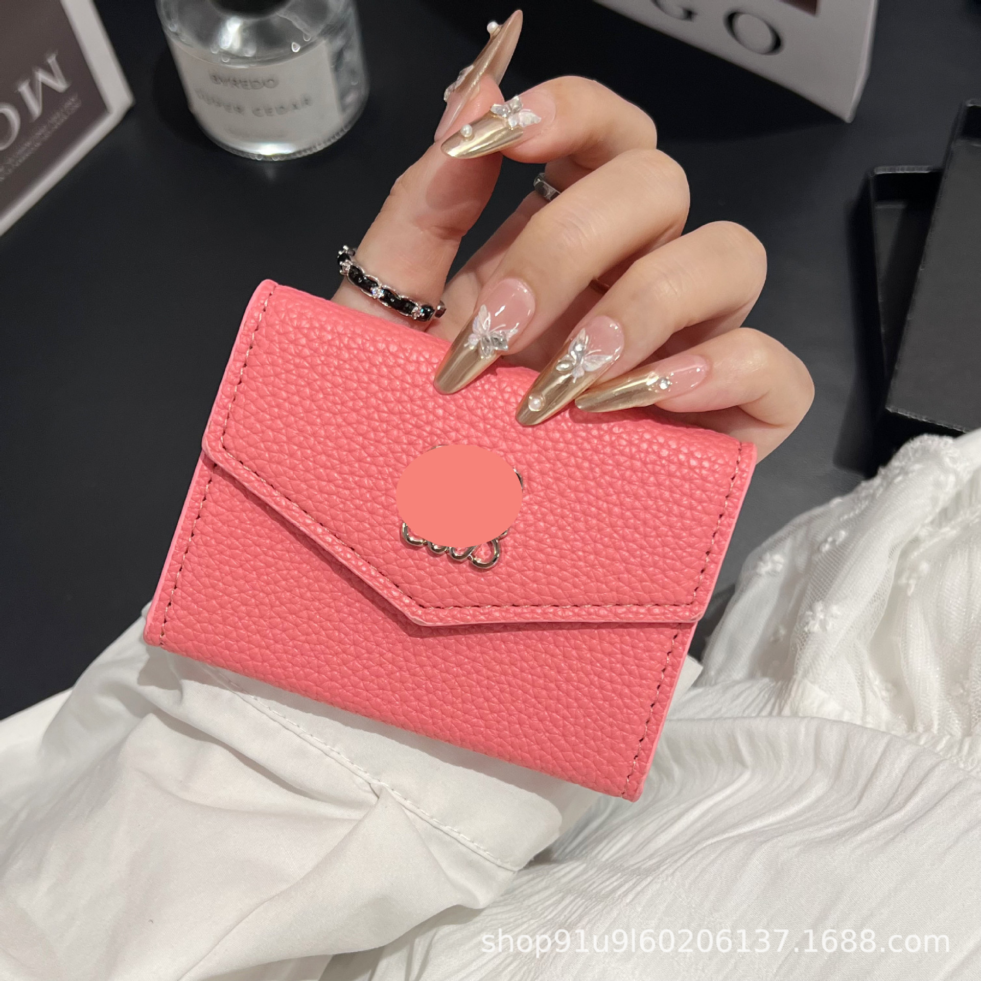 ピンク ペブルド ロエベ カード バッグ