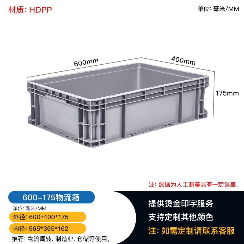 600-175 (B7 ボックス): 600*400*175mm;グレー;カバーなし