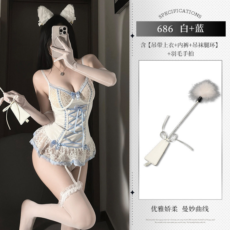 ホワイト(ワンピース+レッグリング*2+下着)+P4ホワイト