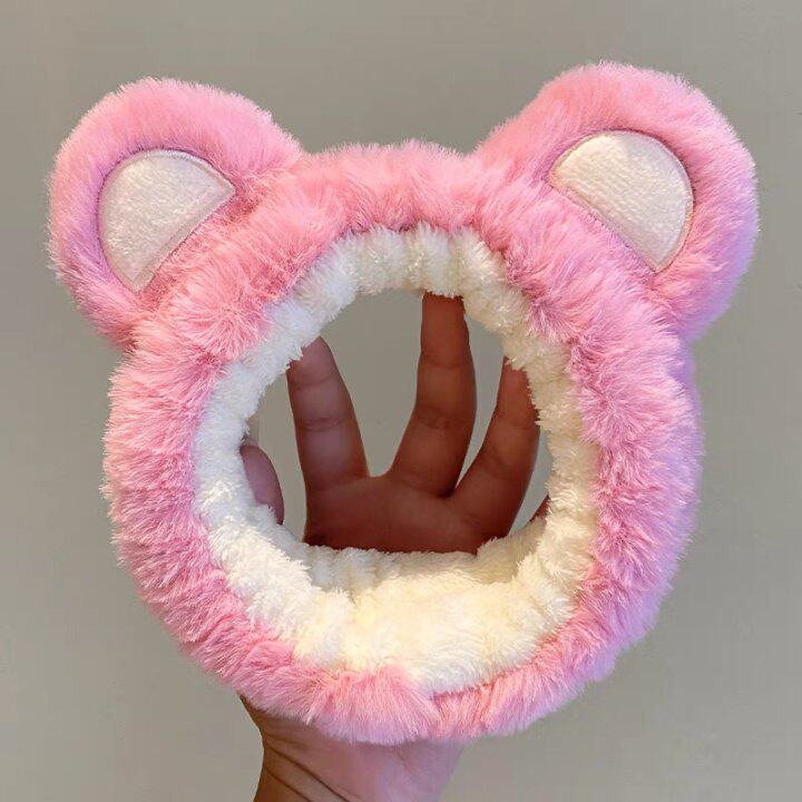 46#ローズピンクのストロベリーベアヘッドバンド