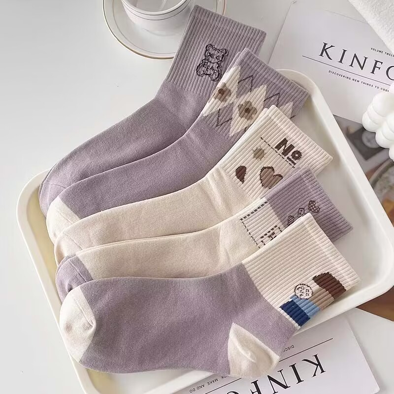 ミディアム B パープル ミッドカーフ ソックス