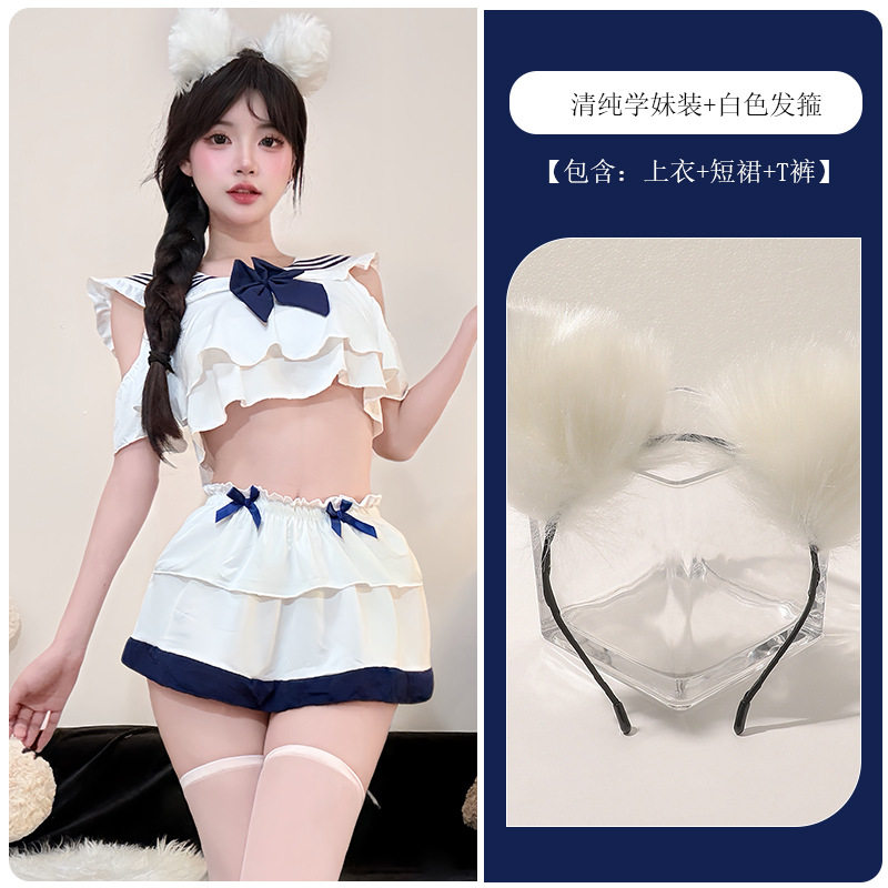 白い学生服＋白いヘアバンド