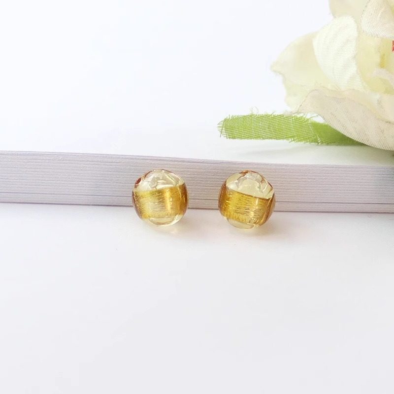 黄色の二重穴銀箔エッセンシャル オイル ビーズ