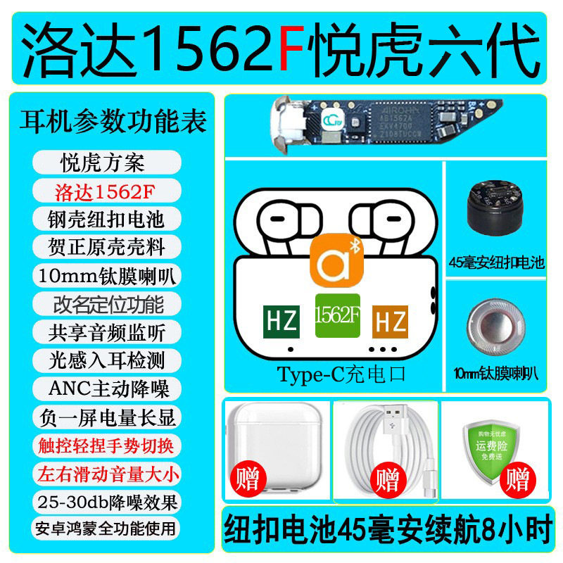 第 6 世代 (Pro2) Yuehu Luoda 1562F Extreme Edition (インイヤーノイズリダクション + スライドチューニング + 高解像度音質 + 超長いバッテリー寿命) (C ポート)