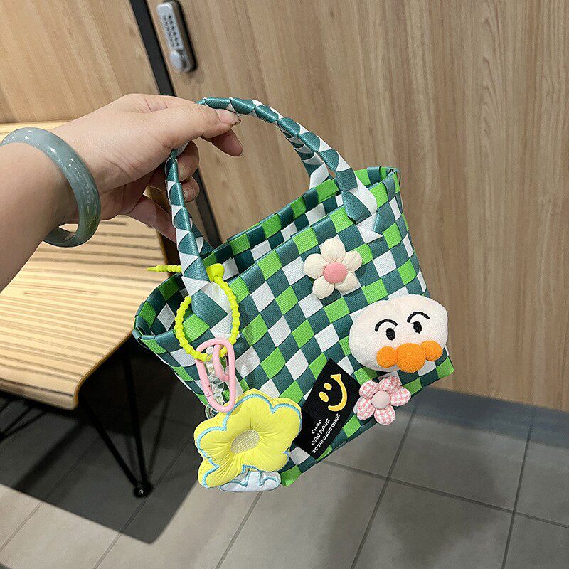 アンパンマン 深緑と白のチェック柄