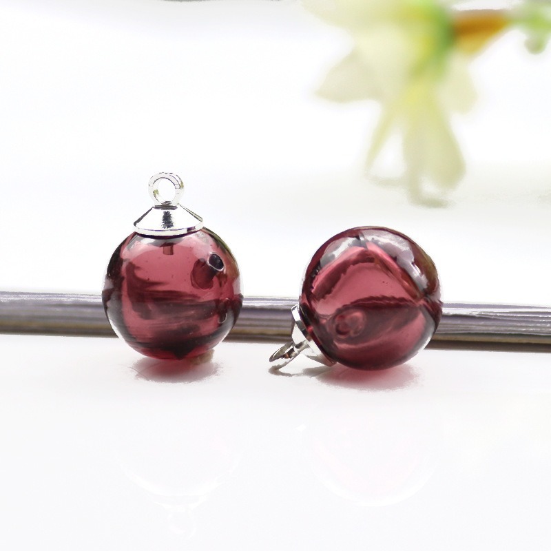 ディープパープルエッセンシャルオイルビーズ+スチールキャップ