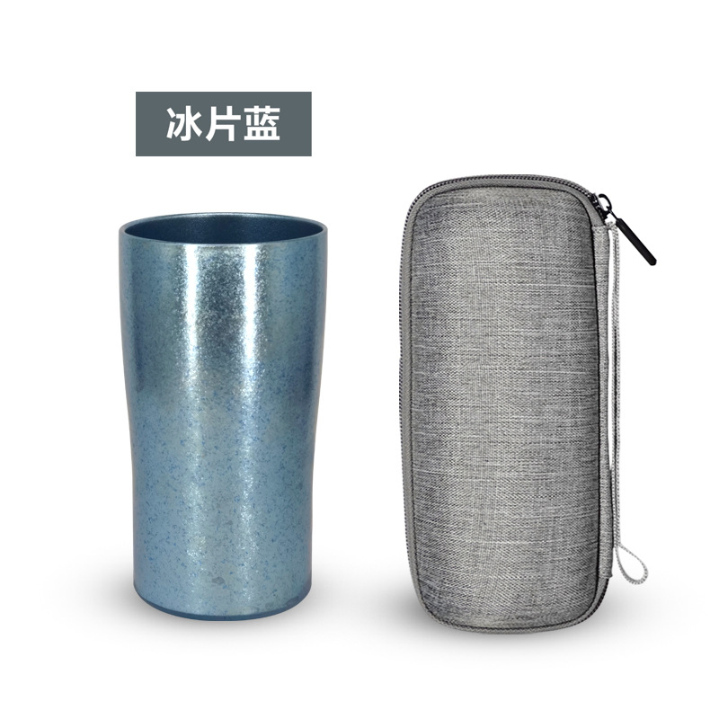 ビールマグ氷片青 + 灰ハンドバッグ