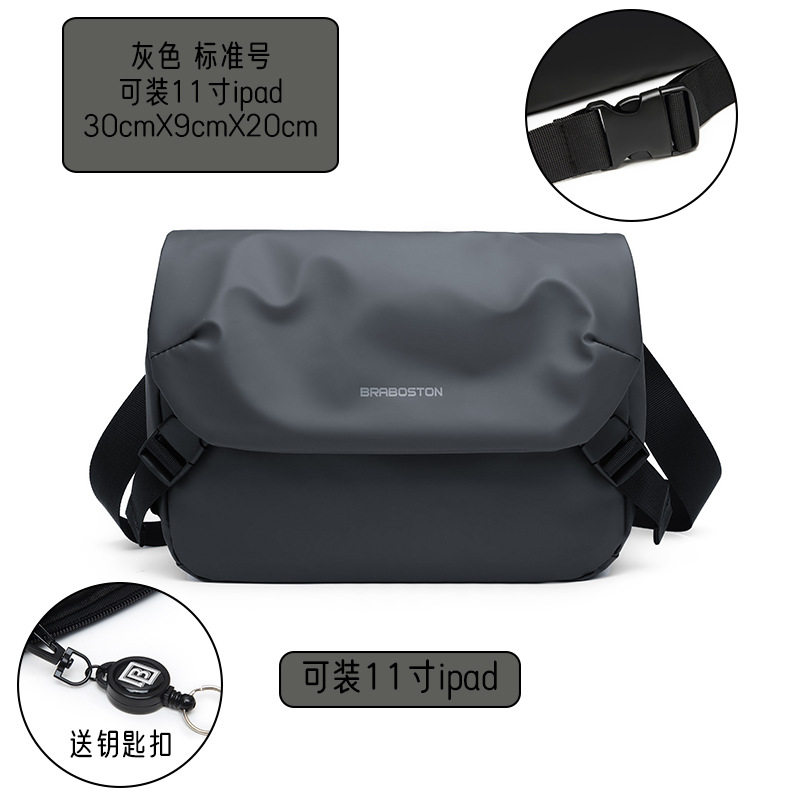グレーの標準サイズのショルダーストラップバックル (iPad 11inch 台収納可能)