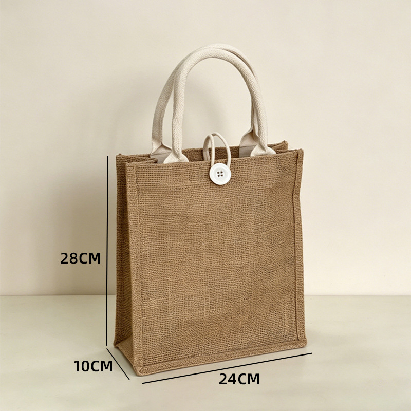 28*24*10cm 縦型【白紐留め具、オフホワイト手提げ】; 麻布コーティング