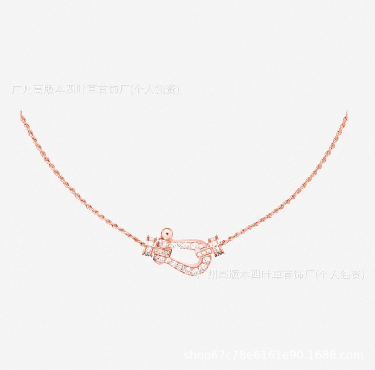 ローズゴールド スモール ホースシュー バックル フル ダイヤモンド ネックレス